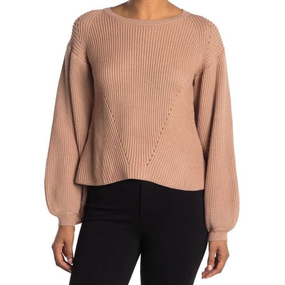 Maisie Peter Bishop Sleeve Crewneck Sweater Camel M NWT - Picture 1 of 12